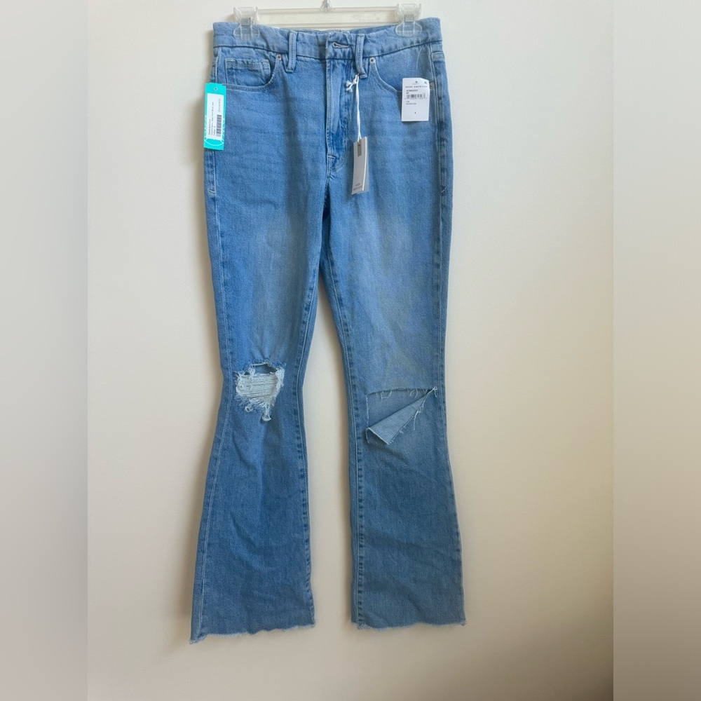 Good American Raw Hem Boot Jean indigo size 6/28